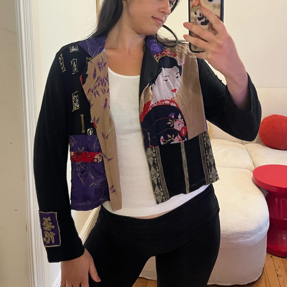 Surya Japanese kimono patchwork jacket button top handmade
